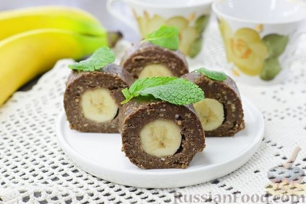 Творожно-шоколадные пирожные с бананом